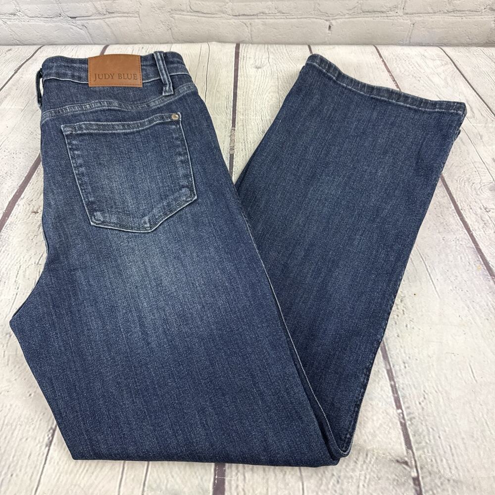 Judy Blue Straight Fit Jeans Womens 11/30 Dark Wash Stretch Denim